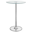 Thea - Round Glass Top LED Bistro Bar Table - Chrome