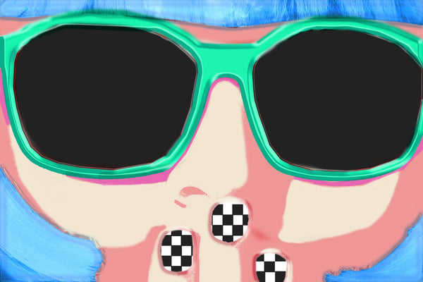 Neon Girl (Framed) - Blue