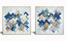 Hand Painted Textured Canvas in Frame 78x39 (Set of 2) - Blue
