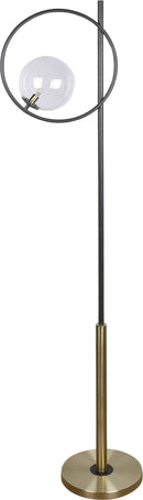 "Glass Orbs" Metal Floor Lamp - Matte Black / Soft Gold / Clear