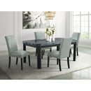 Francesca - Rectangular 5 Piece Gray PU Chairs Dining Set, Table & Four Chairs - Gray Marble