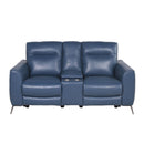 Sansa - Dual Power Reclining Loveseat With Console - Blue