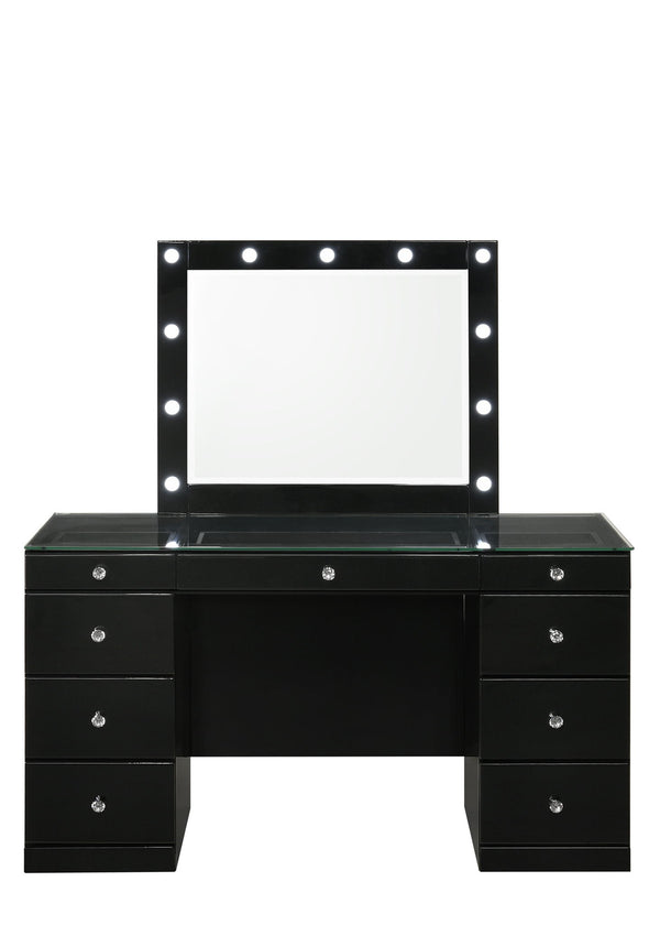 Avery - Vanity Desk With Glass Top And LED Mirroк