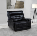 Hewitt - Leather Upholstered Dual Power Recliner Chair - Black