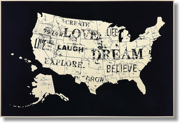 Dreamscape Words Map - 32" x 47" Framed Wall Art