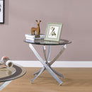 Brooke - Round Glass Top Side End Table Metal Base