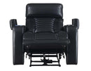 Steve Silver Lavon Dual Power Leatherette Recliner in Midnight