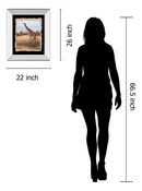 Giraffe - Mirror Framed Print Wall Art - Beige