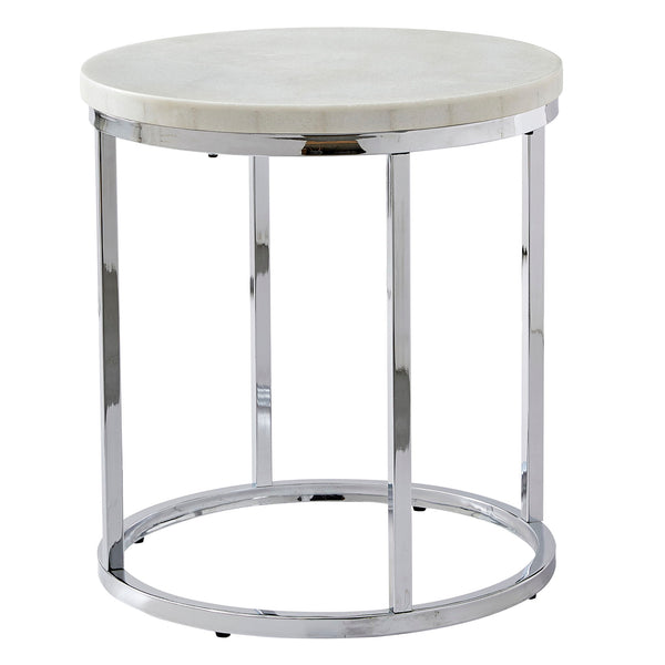 Echo - White Marble Top Round End Table - White