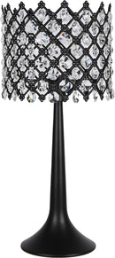 "Crystal Lattice Radiance" Metal And Crystal Table Lamp (Set of 2) - Matt Black / Clear Crystal