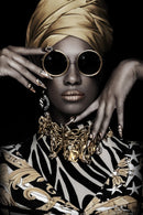 Golden Vogue Muse - 32" x 48" Framed Wall Art