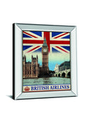 Vintage Travel London By The Portmanteau Collection - Mirror Framed Print Wall Art - Blue