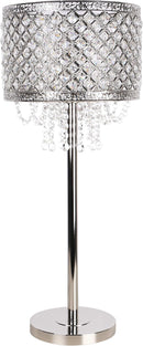 "Crystal Elegance II" Metal Table Lamp (Set of 2) - Polished Nickel / Clear Crystal