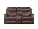 Steve Silver Valencia Dual Power Leatherette Reclining Console Loveseat in Walnut
