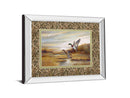 34x40 Mallards By Ruanne Manning And Mossy Oak Native Living - Mirror Framed Print Wall Art - Dark Brown