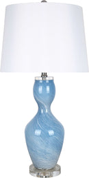 "Azure Elegance" Art Glass Table Lamp (Set of 2) - Blue Art Glass
