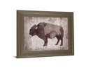 Wildness II-timber By Sandra Jacobs - Framed Bison Print Wall Art - Dark Brown