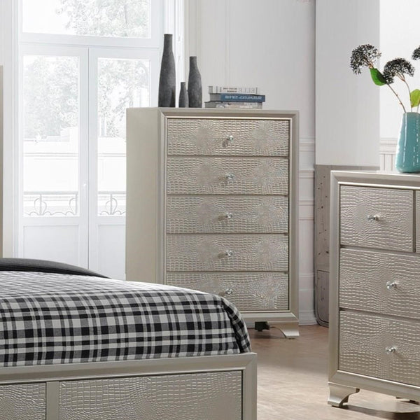 Crown Mark Lyssa 5 Drawer Chest in Embossed Crocodile Pattern image