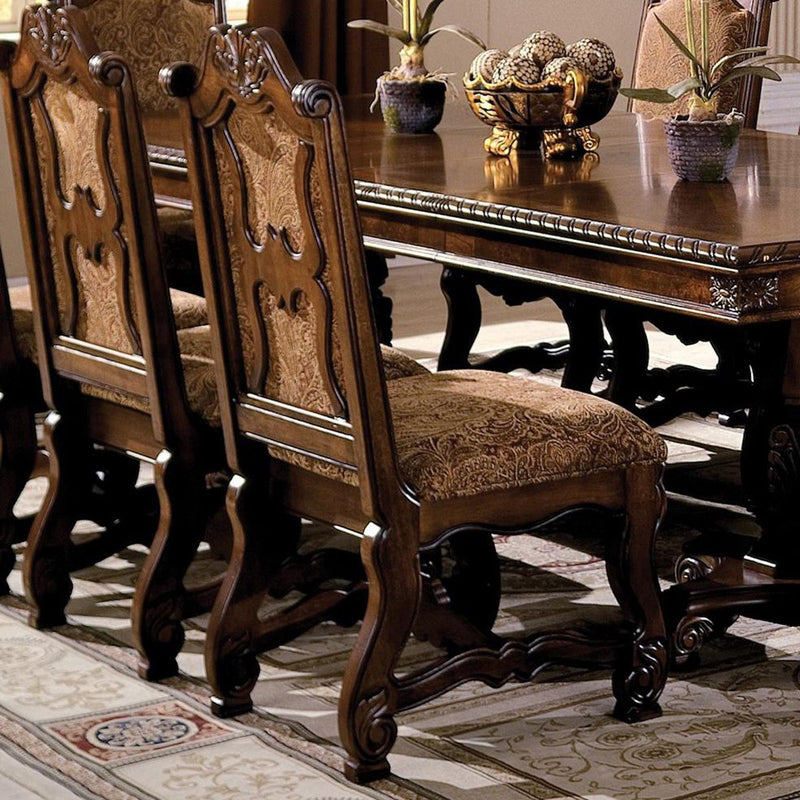 Crown Mark Neo Renaissance Dining Side Chair in Warm Brown (Set of 2)