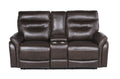 Steve Silver Fortuna Leather Dual Power Reclining Console Loveseat in Coffee