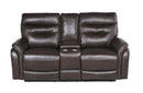 Steve Silver Fortuna Leather Dual Power Reclining Console Loveseat in Coffee