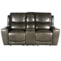 Steve Silver Laurel Leather Dual Power Reclining Console Loveseat in Grey