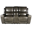 Steve Silver Laurel Leather Dual Power Reclining Console Loveseat in Grey