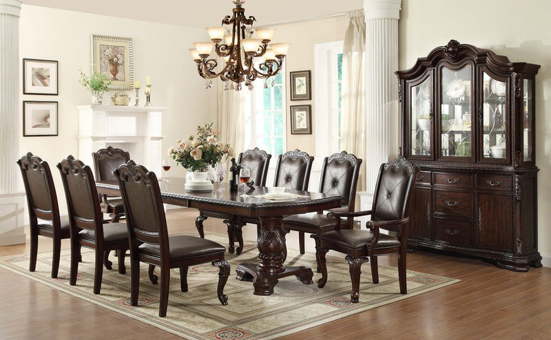 Crown Mark Kiera Dining Arm Chair in Warm Brown (Set of 2)