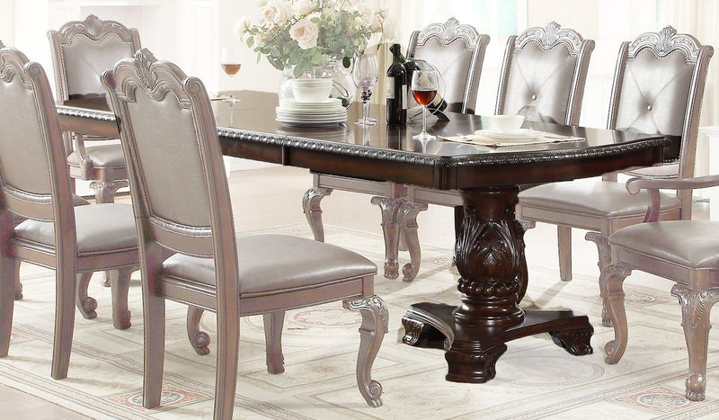 Crown Mark Kiera Double Pedestal Dining Table in Rich Brown 2150T-44108TL
