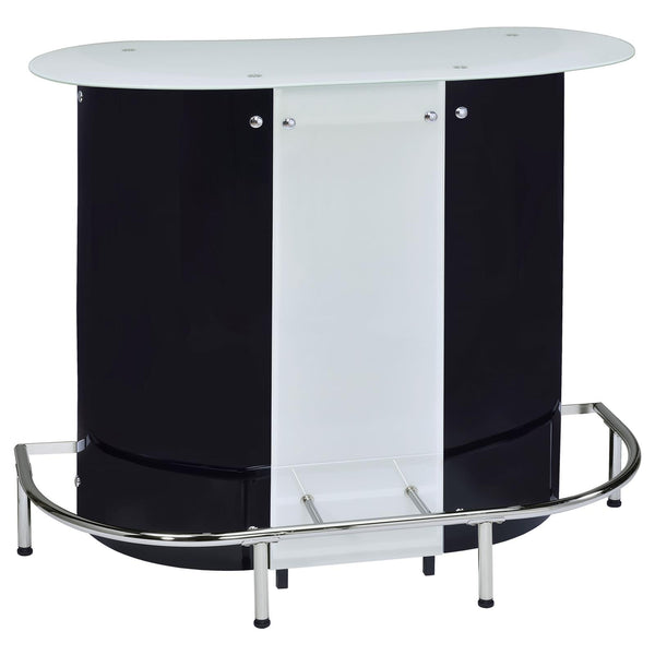 G100654 Contemporary Black and Chrome Bar Unit with Frosted Glass Top image