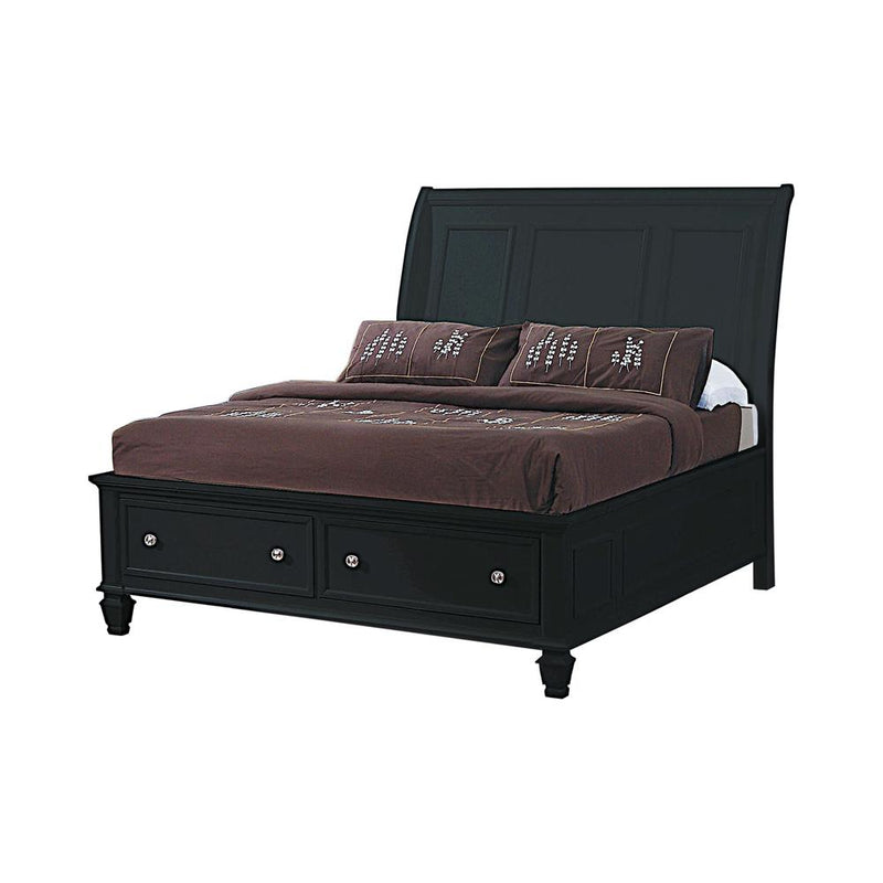 Sandy Beach Black California King Sleigh Bed With Footboard Storage image