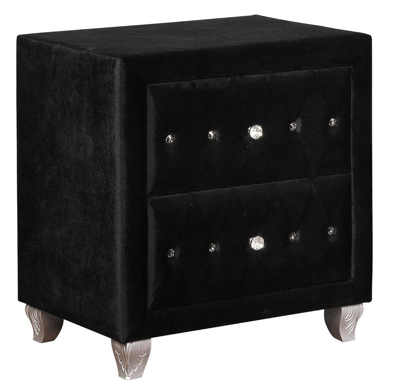 Deanna Contemporary Black and Metallic Nightstand image