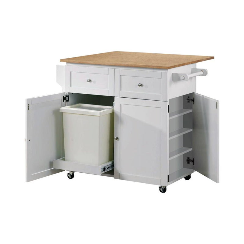 Transitional Natural Brown and White Kitchen Cart image