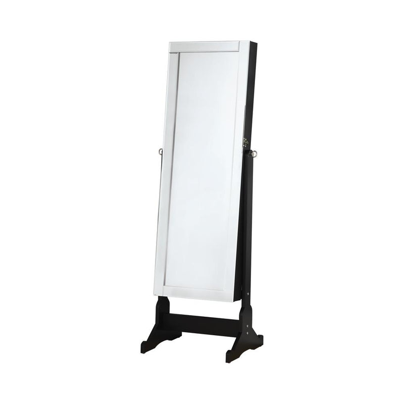 Transitional Black Cheval Mirror and Jewelry Armoire image