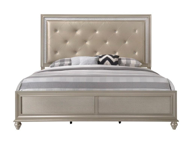 Crown Mark Furniture Lila King Panel Bed in Champagne Faux image