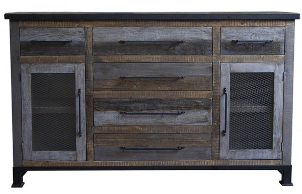 Antique Gray 6 Drawers Buffet in Gray/Brown image