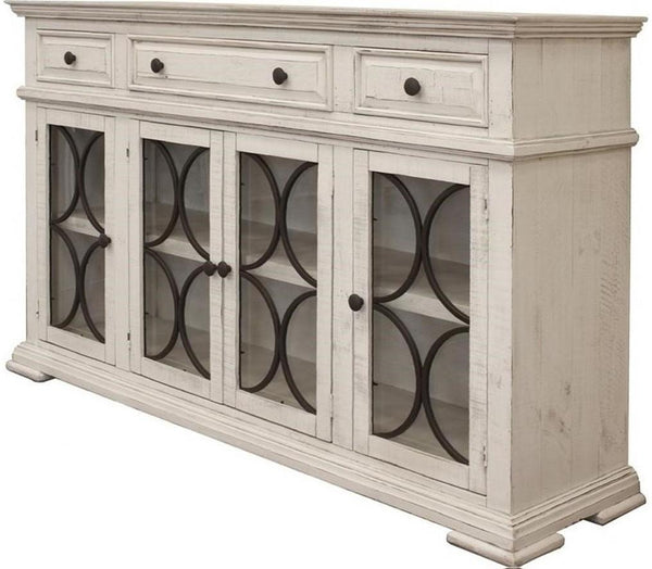 Bonanza 3 Drawer Console with 4 Glass Doors in Ivory image
